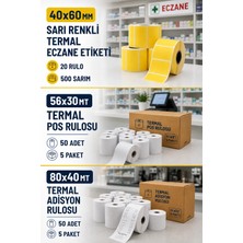 Miray Rulo *Eczanelere Özel* Mega Paket Eczane Etiketi Sarı - 40X60 mm 500 Net Sarım 20 Rulo + 56*30 mt 50 Adet + 80*40 mt 50 Adet