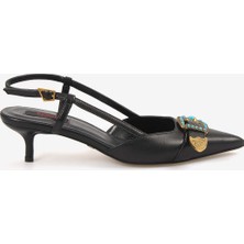 Rouge Kadın Taşlı Toka Detaylı Slingback Sivri Burun 6cm Topuklu Ayakkabı 7124
