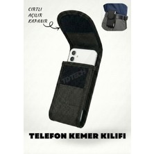 Surtech Kemere Takılan Telefon Kılıfı Outdoor Dik Kanvas Cırtlı Kapaklı Bel Kılıfı Tüm Telefonlarla Uyumlu