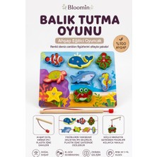Bloomin Ahşap Balık Tutma ve Ipe Dizme Oyunu Eğitici Bebek - Çocuk Ahşap Oyuncak