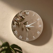 No 26 Dekor Zeytin Dalı Temalı Dekoratif Duvar Saati – 33 cm Uv Baskılı Mdf Duvar Saati