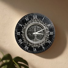 No 26 Dekor Hayat Ağacı Temalı Dekoratif Duvar Saati – 33 cm Uv Baskılı Mdf Duvar Saati