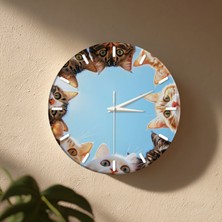 No 26 Dekor Kedi Temalı Dekoratif Duvar Saati – 33 cm Uv Baskılı Mdf Duvar Saati