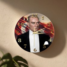 No 26 Dekor Atatürk Temalı Dekoratif Duvar Saati – 33 cm Uv Baskılı Mdf Duvar Saati