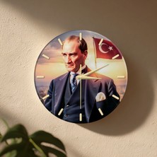 No 26 Dekor Atatürk Temalı Dekoratif Duvar Saati – 33 cm Uv Baskılı Mdf Duvar Saati