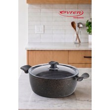 EVREN MUTFAK 18 cm Gold Stone(Siyah) Ezme Seri Derin Tencere 1,6 Lt, Non-Stick Derin Tencere (Bakalit Kulplu)