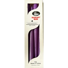 Bozkurt Mum Bozkurt Konik Şamdan Mum Fener Mumu - Mor - 24 Cm. - 4 Adetlik Paket
