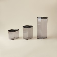 Evidea Kitchen Moeno 3'lü Vakumlu Kavanoz Seti - Siyah - 1,2 Lt + 1,8 Lt + 3 Lt