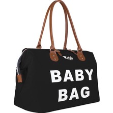 Stylo Baby Bag Siyah Kadın Bebek Bakım Çantası Su Geçirmez Fitelatsız Kumaş 30 cm Yükseklik