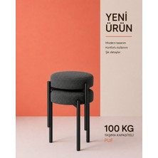 Edmonda Ev Aksesuar Cemre 2li Puf Tabure Bench Makyaj Sandalyesi Siyah Ayak