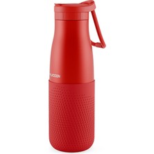 Puccon Kırmızı 500 ml Çelik Okul Matarası - Silikon Gövdeli (Nokta) Çelik Termos - 50024