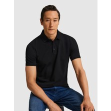 Cacharel Erkek Siyah Slim Fit Saf Pamuk Polo Yaka Basic T-Shirt 50320657-VR046