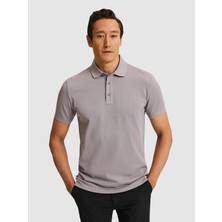 Cacharel Erkek Koyu Gri Slim Fit Saf Pamuk Polo Yaka Basic T-Shirt 50320657-VR080