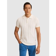 Cacharel Erkek Ekru Slim Fit Pamuk Karışımlı Polo Yaka Triko T-Shirt 50328370-VR019