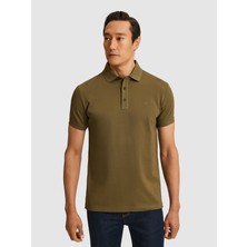 Cacharel Erkek Haki Slim Fit Saf Pamuk Polo Yaka Basic T-Shirt 50320657-VR027
