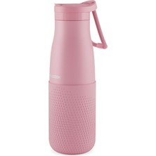 Puccon Pembe 500 ml Çelik Okul Matarası - Silikon Gövdeli (Nokta) Çelik Termos - 50025