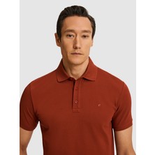 Cacharel Erkek Kiremit Slim Fit Saf Pamuk Polo Yaka Basic T-Shirt 50320657-VR031