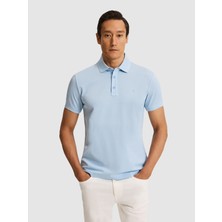 Cacharel Erkek Açık Mavi Slim Fit Saf Pamuk Polo Yaka Basic T-Shirt 50320657-VR095