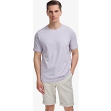 Cacharel Erkek Lila Slim Fit Pamuk Karışımlı Bisiklet Yaka Baskılı T-Shirt 50320554-VR245
