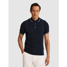 Cacharel Erkek Lacivert Slim Fit Polo Yaka Saf Pamuk Triko T-Shirt 50320618-VR033
