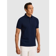 Cacharel Erkek Lacivert Slim Fit Saf Pamuk Polo Yaka Basic T-Shirt 50320657-VR033