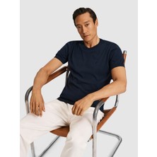 Cacharel Erkek Lacivert Slim Fit Bisiklet Yaka Saf Pamuk Triko T-Shirt 50320665-VR033