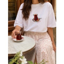 Fandr Studio Beyaz %100 Pamuk Oversize Fit Turkish Tea T-Shirt