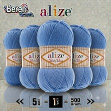 Alize  Baby Best - 237 Mavi - 5'li Paket - 100GR/240M - Bebek Ipi - Anti Pilling Tüylenmez Ip