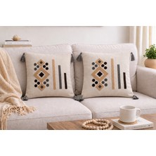 Livera Home Modern Punch Işlemeli 2'li Kırlent Kılıfı Dekoratif (43X43CM)