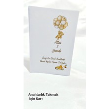 Kişiye Özel Anahtarlık Kartı Balon Tutan Ayıcık Temalı Arabalı 9X15 cm 15 Adet
