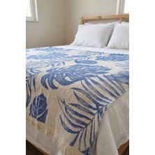 Livoras Home Müslin Pamuklu 220 x 240CM Çift Kişilik Pike Lacivert - Beyaz
