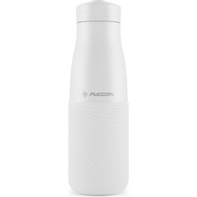 Puccon Beyaz 500 ml Paslanmaz Çelik Termos - Silikon Kaplı (Dalga) Okul, Günlük, Kamp - 50018