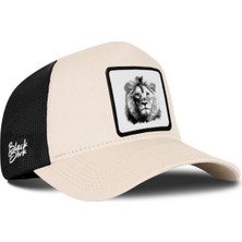 BlackBörk Aslan Logolu Bej-Siyah Trucker Şapka
