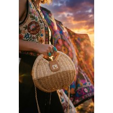 Fashion Cocktail Katı Sert Hasır Kilitli Omuz Askılı Yazlık Doğal Kadın Çanta