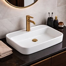 Turavit Loft Dikdörtgen Tezgâh Üstü Batarya Delikli Beyaz Lavabo 60x40 Cm LFT0710
