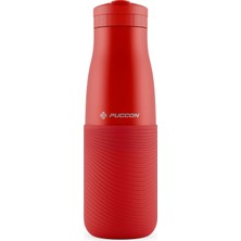 Puccon Kırmızı 500 ml Paslanmaz Çelik Termos - Silikon Kaplı (Dalga) Okul, Günlük, Kamp - 50019