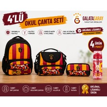 Zümrüt Kırtasiye Galatasaray Lisanslı 4 Bölmeli Okul Çantası 26568+ Beslenme Çantası 26570+ Kalemlik 26571+ Matara 26567