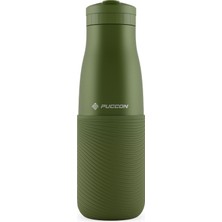 Puccon Haki 500 ml Paslanmaz Çelik Termos - Silikon Kaplı (Dalga) Okul, Günlük, Kamp - 50022