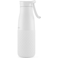 Puccon 500 ml Pipetli Beyaz Çelik Matara/termos - Silikon Gövdeli (Plus) - 50008