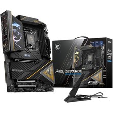 MSI Msı Meg Z890 Ace 9200MHZ Oc Ddr5 Soket 1851 Wıfı7 M.2 HDMI Thunderbolt 4 Atx Anakart