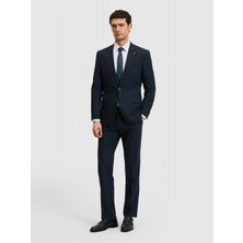 Cacharel Erkek Lacivert Slim Fit Yün Karışımlı Mikro Desen Takım Elbise 50327869-VR033