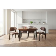 Efe Mobilya T-6005 Kemençe Mdf 70X120 Polo Sandalye Kahve  4 Kişilk Mutfak Masası Takımı
