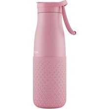 Puccon 500 ml Pipetli Pembe Çelik Matara/termos - Silikon Gövdeli (Plus) - 50010
