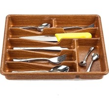 Küçük - Ahşap Renk - 7 Bölmeli Çekmece Içi Kaşıklık 36X32CM