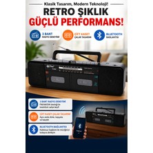 CoverZone Bluetooth Destekli Am/fm/sw 3 Bant Radyo USB Tf Mp3 Çalar Çift Kasetli Şarj Edilebilir Bataryalı Ac/dc Taşınabilir Ses Sistemi | PX-888BT