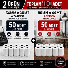 Miray Özel Set 56X30 mt (5 Paket) + 80X60 mt (5 Paket) -Yüksek Kaliteli Termal Pos Rulosu ve Adisyon Fişi
