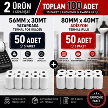 Miray Özel Set 56X30 mt (5 Paket) + 80X40 mt (5 Paket) -Yüksek Kaliteli Termal Pos Rulosu ve Adisyon Fişi
