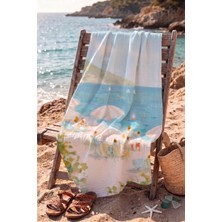 Tuğba Kuğu %100 Pamuklu 4 Kat Müslin Plaj Havlusu - Pastel Shores