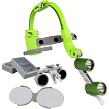 Barishan Barışhan Medikal Dr. Kim Dental 5w Yeşil Renkli Işıklı Kafa Lambalı 3.5X Büyüteç Binocular Loupe 5W Işıklı Cerrahi ve Dental LED Aydınlatmalı Büyüteç