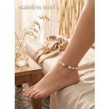 Stainless Steel Deniz Kabuğu Model Nazar Detaylı Halhal